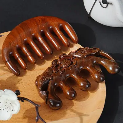 Wooden Five-Tooth Gua Sha Comb for Hair Care