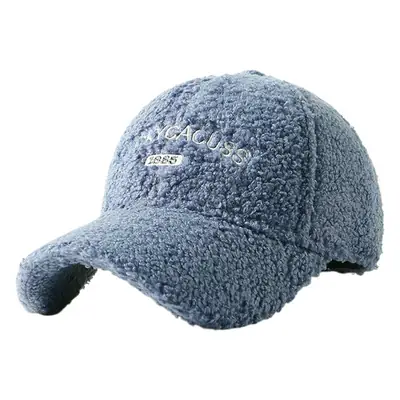Women Blue Velvet Baseball Cap with Embroidery