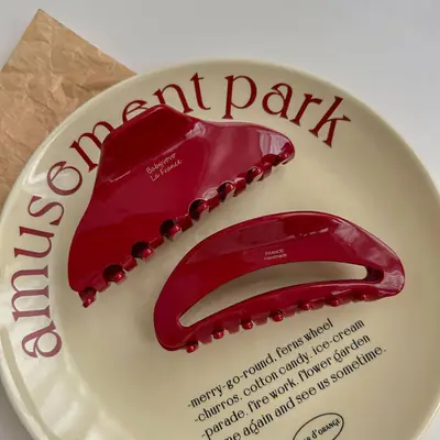 Red Acetate Hair Clips Female High Sense Back Head Chuck Clip Shark Clip
