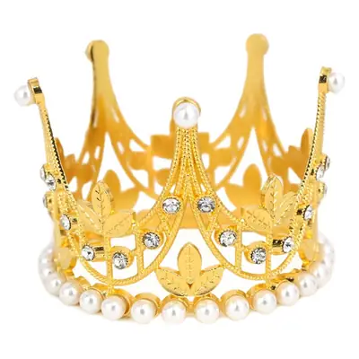 Golden Rhinestone Crown for Girls Birthday Party Hair Accessory