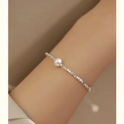 Broken Silver Pearl Niche Bracelet for Women
