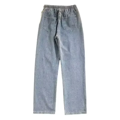 Men's Blue Ripped Harajuku Style Loose Straight Pants