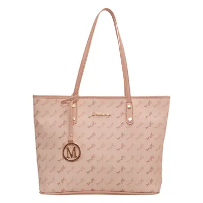 Pink Textured Women's Shoulder Bag Large Capacity