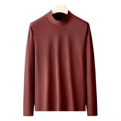 Men Cotton Turtleneck Shirt Maroon Slim Fit All Season