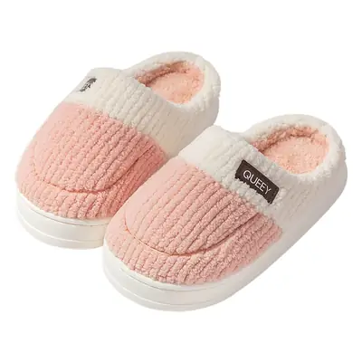 Women Cotton Slippers Green White Winter Indoor Non-Slip