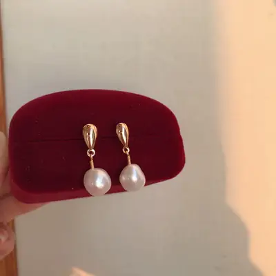 925 Sterling Pearl Earrings Small Retro Baroque
