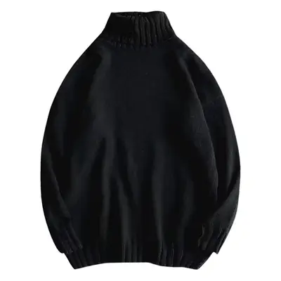 Men's White Turtleneck Sweater Lazy Style Loose Coat
