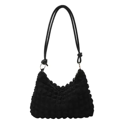 Black Faux Fur Shoulder Bag for Women
