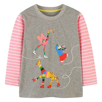 Children Long Sleeve T-Shirt Cartoon Giraffes Cotton Base
