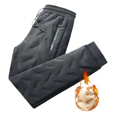 Men Winter Fleece Lined Ankle-Tied Pants Black