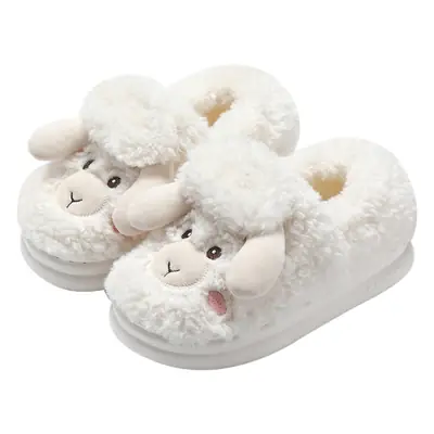 Women Winter Plush Bear Slippers White Non-Slip
