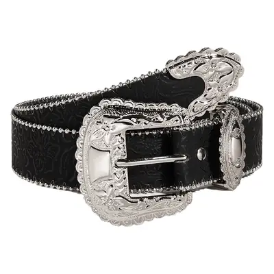Women's American Retro Brown Leather Belt with Gold Buckle