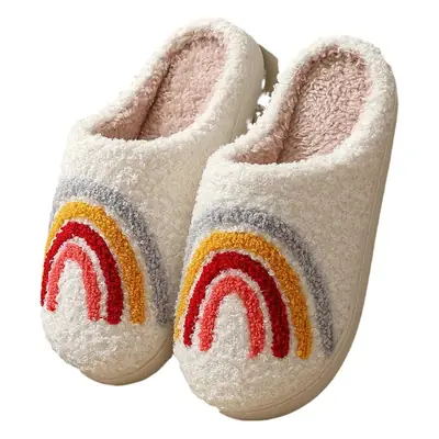 Cross-border New Autumn and Winter Rainbow Cotton Slippers for Men and Women Wholesale Household Non-slip Home Indoor Warm Cotton Shoes for Hair