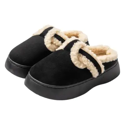 Women's Warm Cotton Slippers Winter Fleece Lined Brown