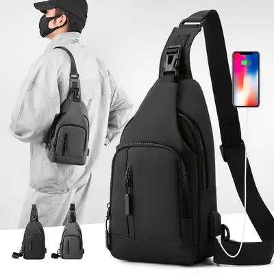 New Men's Korean Fashion Shoulder Bag with Luxury Accessories