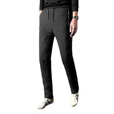 Men's Warm Fleece Lined Cotton Pants Black Plus Size