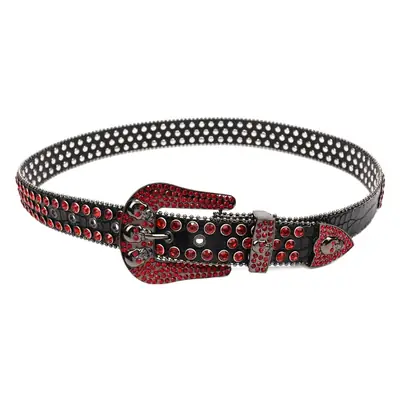 Women's Punk Diamond Pearl Belt Black Red