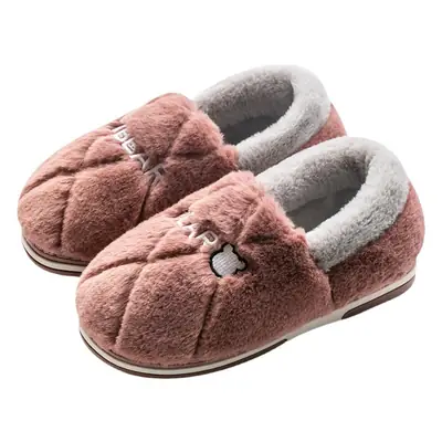 Women's Winter Fleece Slippers Gray Bear Logo