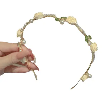 Rose Pearl Hair Clip Headband for Women
