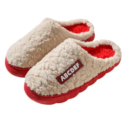 Autumn Winter Cotton Slippers Red Non-Slip