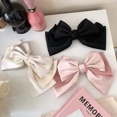 Pink Satin Bow Hair Clip for Girls