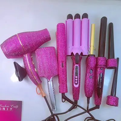 Diamond Embedded Hair Dryer Combs for Straightening & Curling