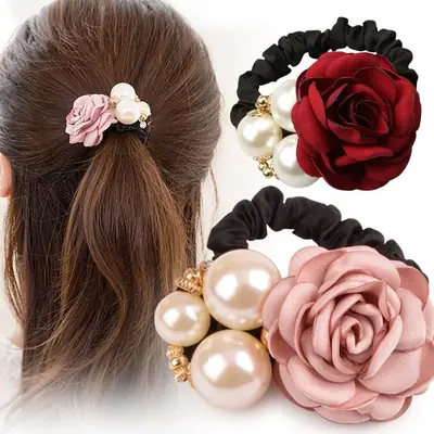Korean Style Rose Pearl Hairband Set
