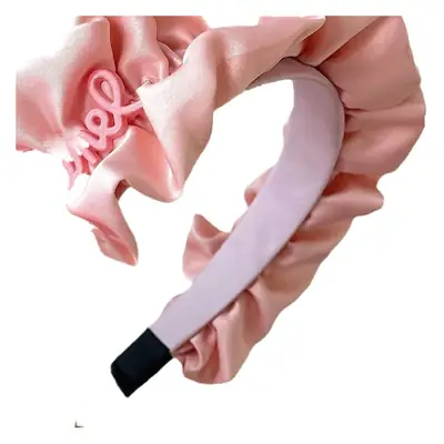 Cream High-Rise Skull Top Headband with Pink Embroidery