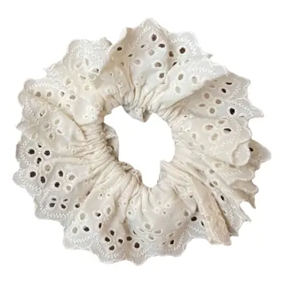 White Lace Hair Ring Double Layer French Sweet