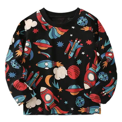 Malwee Boys T-Shirt Cartoon Rocket Print Black
