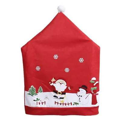 Cute Santa Claus Non-Woven Chair Cover Red 80g