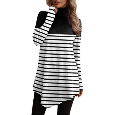 Blue Embroidered Long Sleeve T-Shirt for Women