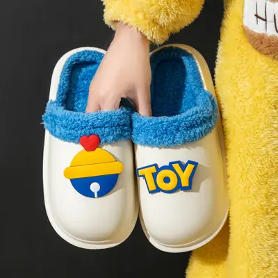 Winter Cotton Slippers for Women Men Non-Slip Warm