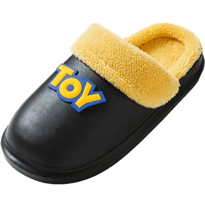 Women Winter Cotton Slippers Blue with Heart Design