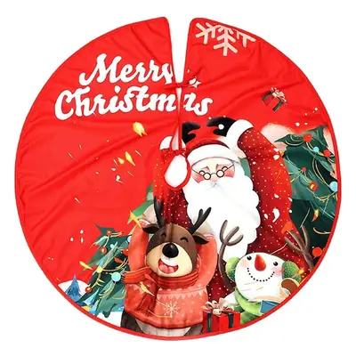 Christmas Tree Skirt Decor 90cm Red Plaid
