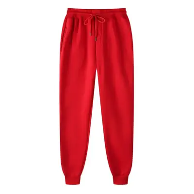 Men Pink Fleece Sweatpants Slim Fit Casual
