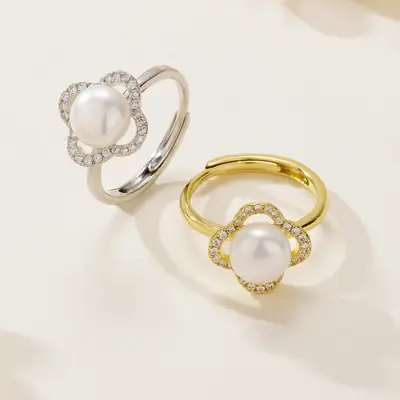 Women's Adjustable Pearl Zircon Ring 2025 New