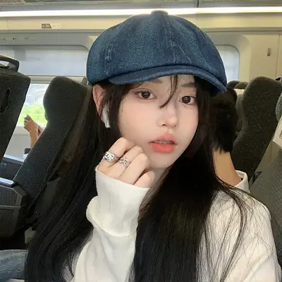 Japanese Style Denim Peaked Cap for Women Men