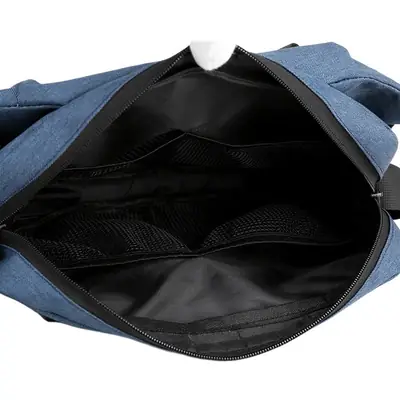 Men's Blue Grey Messenger Bag Large Capacity Fashion Brand