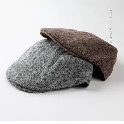British Retro Cotton Linen Peaked Cap for Men Women