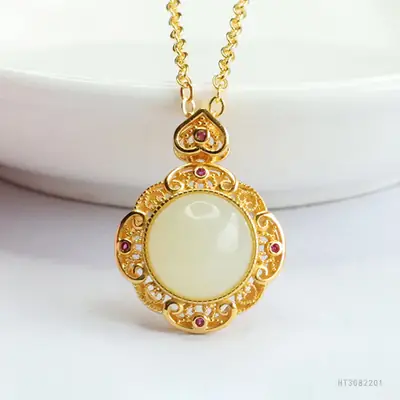 Guan Yu S925 Jade Pendant Necklace with Hetian Jade