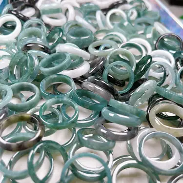 Icy Waxy Burmese Jade Ring with Hazardous Material