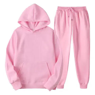 Men Fleece Hoodie Sweatpants Set Maroon