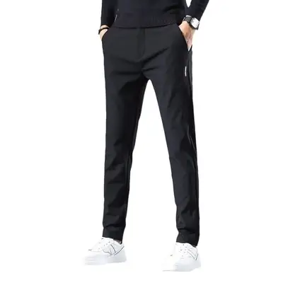 Men's Grey Slim Fit Pants 2024 Spring Autumn Loose Straight Business Casual