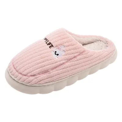 Pink Winter Cotton Slippers with Non-Slip Soles
