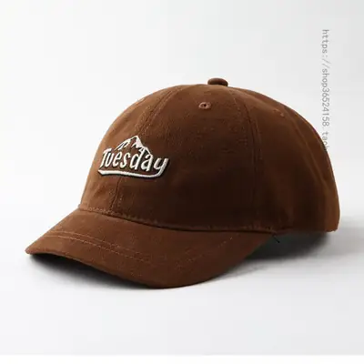 Men's Brown Embroidered Cap with Short Brim