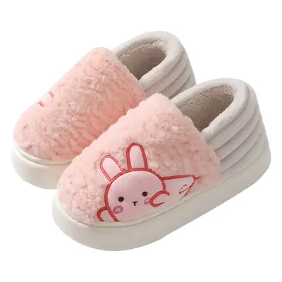 Winter Cotton Rabbit Couple Slippers Pink Non-Slip