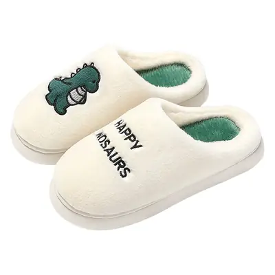 White Cartoon Bear Cotton Slippers for Women Winter