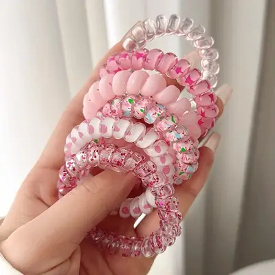 Cute Heart-Shaped Rubber Hair Bands for Girls