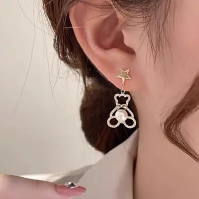 Natural Pearl Star Earrings for Women 925 Silver